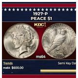 1927-p Peace Dollar $1 Grades ms64