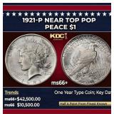 1921-p Peace Dollar Near Top Pop $1 ms66+ SEGS