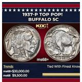 1937-p Buffalo Nickel TOP POP! 5c ms68+ SEGS