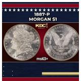 1887-p Morgan Dollar $1 Grades ms63+