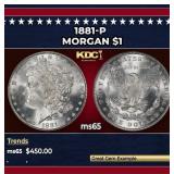 1881-p Morgan Dollar $1 Grades ms65