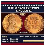 1930-d Lincoln Cent Near Top Pop! 1c ms67 rd SEGS