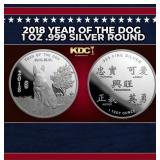 2018 Year of the Dog 1 oz .999 Silver Round Round