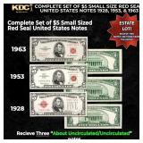 Complete Set of $5 Small Size Red Seal United Stat