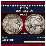1916-s Buffalo Nickel 5c ms64 SEGS