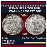 1939-d Walking Liberty Half Dollar Near Top Pop 50