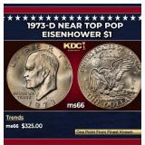 1973-d Eisenhower Dollar Near Top Pop $1 ms66 SEGS
