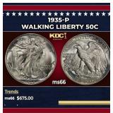 1935-p Walking Liberty Half Dollar 50c Grades ms66