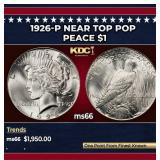1926-p Peace Dollar Near Top Pop $1 ms66 SEGS