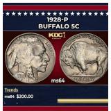 1928-p Buffalo Nickel 5c Grades ms64