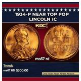 1934-p Lincoln Cent Near Top Pop 1c ms67 rd SEGS