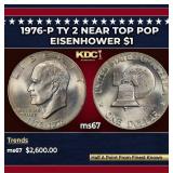 1976-p Ty 2 Eisenhower Dollar Near Top Pop $1 ms67