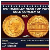 1917 McKinley Gold Commem Dollar Near Top Pop! 1 m