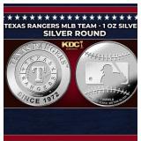Texas Rangers MLB Team - 1 oz Silver Round Round