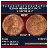 1920-d Lincoln Cent Near Top Pop! 1c ms65+ rd SEGS