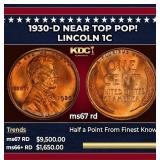 1930-d Lincoln Cent Near Top Pop! 1c ms67 rd SEGS