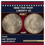 1896 Liberty Nickel TOP POP! 5c ms67 SEGS