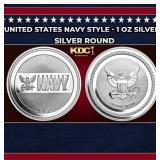 United States Navy Style - 1 oz Silver Round Round
