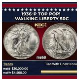 1936-p Walking Liberty Half Dollar TOP POP! 50c ms