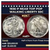 1936-p Walking Liberty Half Dollar Near Top Pop 50