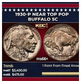 1930-p Buffalo Nickel Near Top Pop 5c ms66+ SEGS