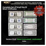 COMPLETE Set of Small Size $1  Silver Certificates