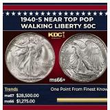1940-s Walking Liberty Half Dollar Near Top Pop 50