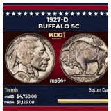 1927-d Buffalo Nickel 5c ms64+ SEGS