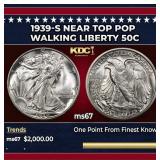 1939-s Walking Liberty Half Dollar Near Top Pop 50