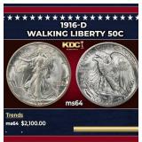 1916-d Walking Liberty Half Dollar 50c ms64 SEGS