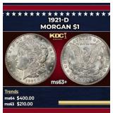 1921-d Morgan Dollar $1 Grades ms63+