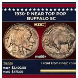 1930-p Buffalo Nickel Near Top Pop 5c ms66+ SEGS
