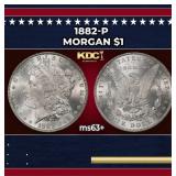1882-p Morgan Dollar $1 Grades ms63+