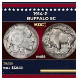 1914-p Buffalo Nickel 5c Grades ms64