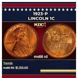 1923-p Lincoln Cent 1c ms66 rd SEGS