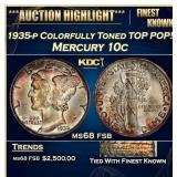 1935-p Mercury Dime Colorfully Toned TOP POP! 10c