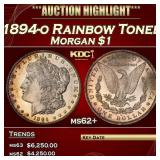1894-o Morgan Dollar Rainbow Toned $1 ms62+ USCG