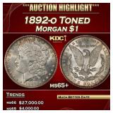 1892-o Morgan Dollar Toned $1 ms65+ SEGS