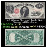 1917 $1 Large Size Legal Tender Note Grades Select