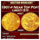 1901-p Gold Liberty Eagle Near Top Pop! $10 ms66+