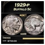 1929-p Buffalo Nickel 5c Grades ms66