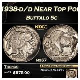1938-d/d Buffalo Nickel Near Top Pop 5c ms67 SEGS