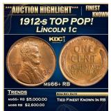 1912-s Lincoln Cent TOP POP! 1c ms66+ RB SEGS