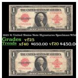 1923 $1 United States Note Grades vf+ Signatures S