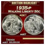 1935-p Walking Liberty Half Dollar 50c ms67 SEGS