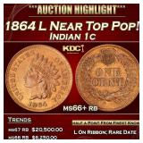 1864 L Indian Cent Near Top Pop! 1c ms66+ rb SEGS