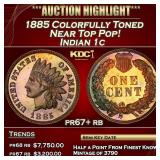 1885 Proof Indian Cent Colorfully Toned Near Top P