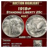 1918-p Standing Liberty Quarter 25c ms66+ FH SEGS