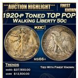 1920-p Walking Liberty Half Dollar Toned TOP POP!