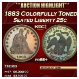 1883 Proof Seated Liberty Quarter Colorfully Toned